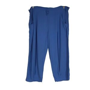 JAMS WORLD Blue Drawstring Waist Crop Pants Wide Leg Casual Comfort Size XL